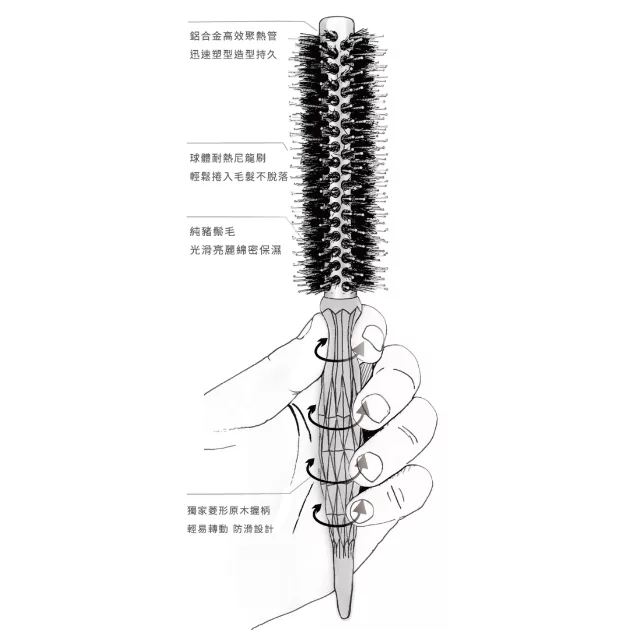 彩萌耐熱鬃毛圓梳  #6